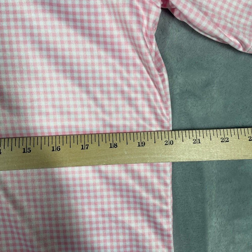 Collars & Co Mens Pink Gingham Performance Polo Shirt Short Sleeve Medium - Picture 6 of 7